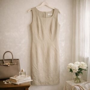 Marks & Spencer Silk Linen Sheath Dress Minimalist Work Dress 8